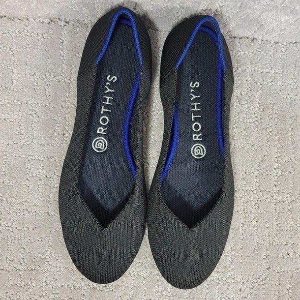 Rothy’s The Flats Women's Size US 9.5 Black Solid Textile Slip On Ballet Shoes
