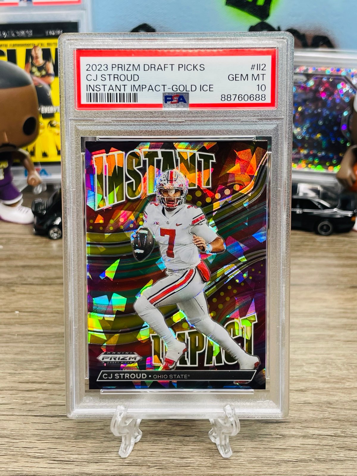 2023 Draft Picks CJ Stroud Instant Impact Gold Ice Prizm #112 Gem Mint PSA 10