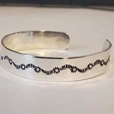 Estate vintage 925 sterling silver southwestern sun design childs cuff bracelet