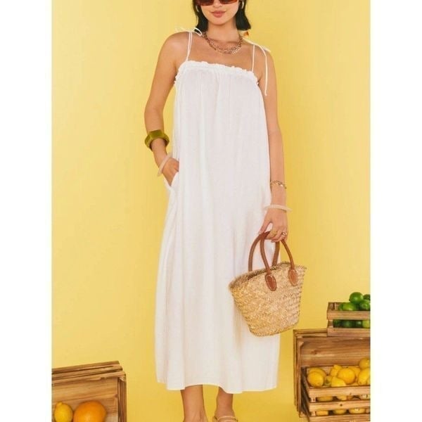 SHOW ME YOUR MUMU Angel Maxi Linen Tank Dress Sz S
