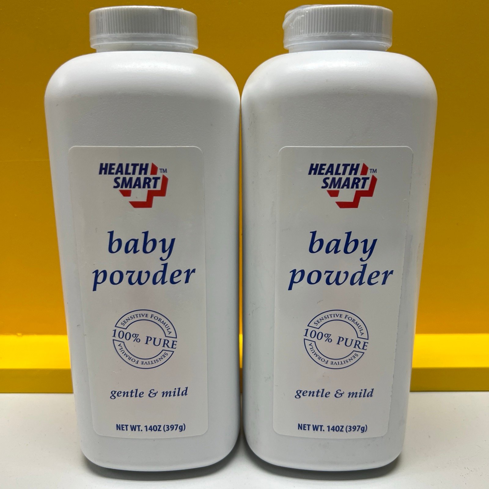 2 Health Smart Baby Powder 100% Pure Sensitive Formula WITH TALC 14 oz Gentle