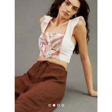Anthropologie x Pilcro Striped Ruffle Cami Size L