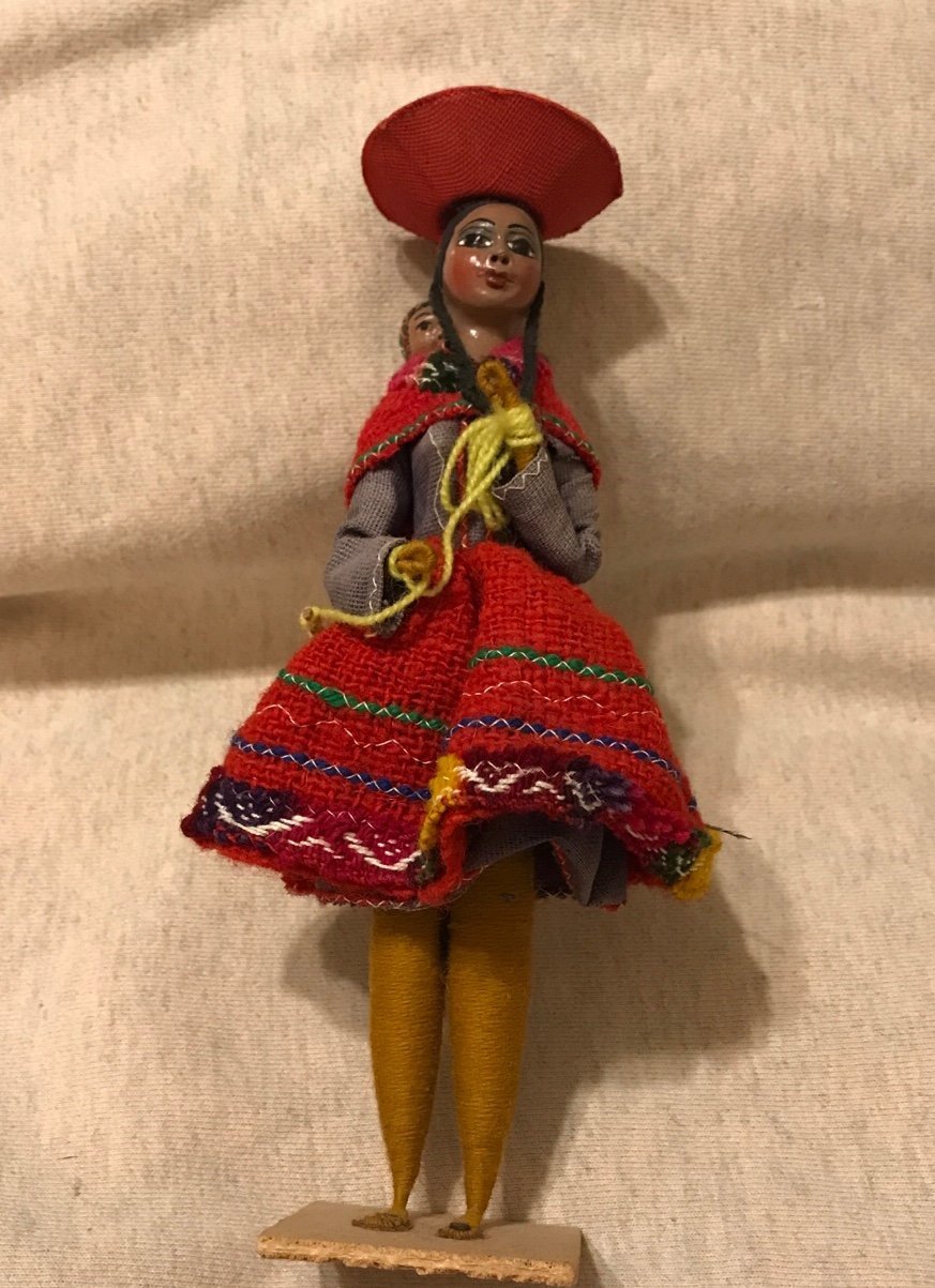Vintage Peru Doll carring Child ClothBody folkart