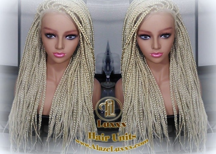 Box Braid Wig Ombre Balayage Blonde 613 Blonde Platinum Lace Baby Hair