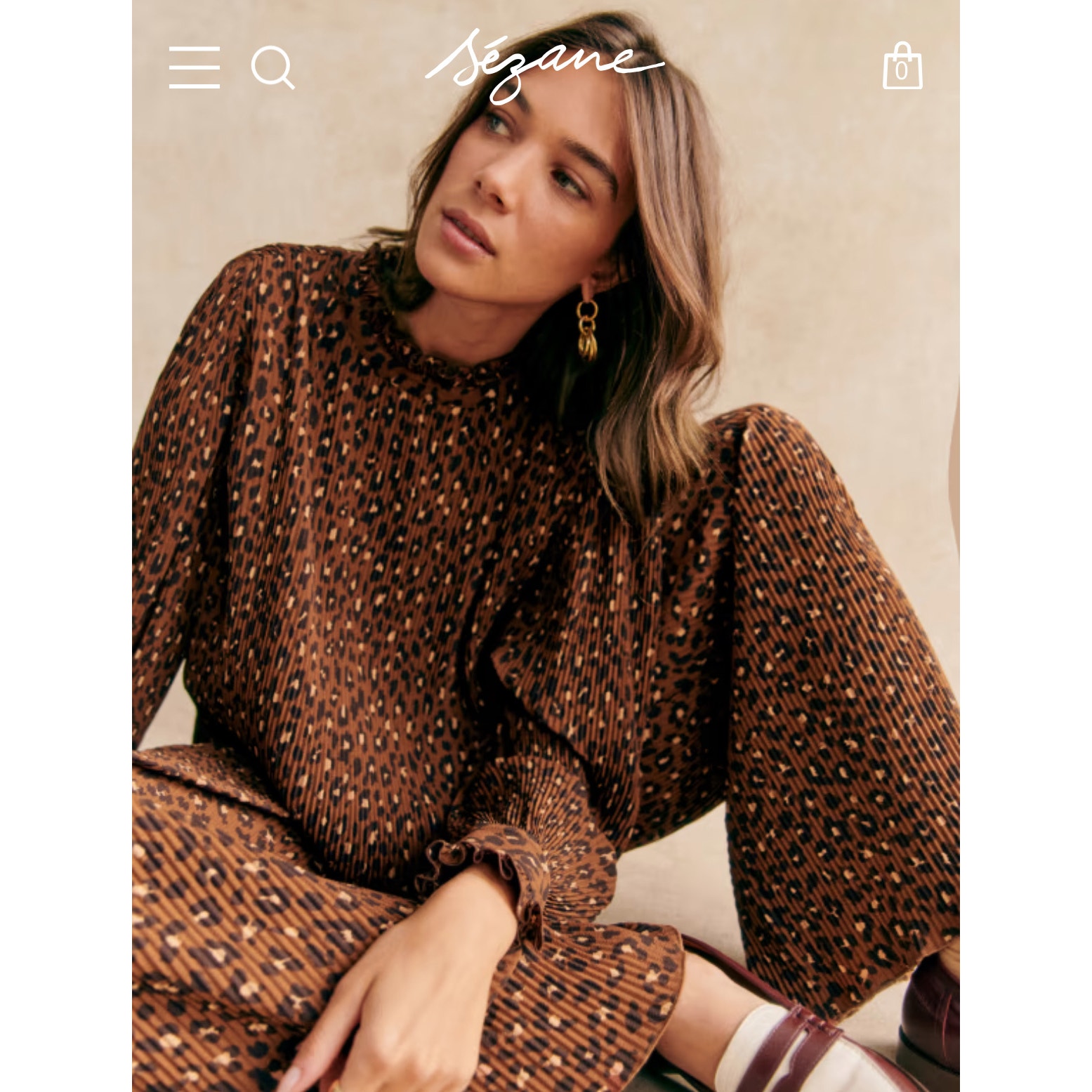 Sezane Rosalinda Blouse Leo Print Size 40 (US Women’s 8)