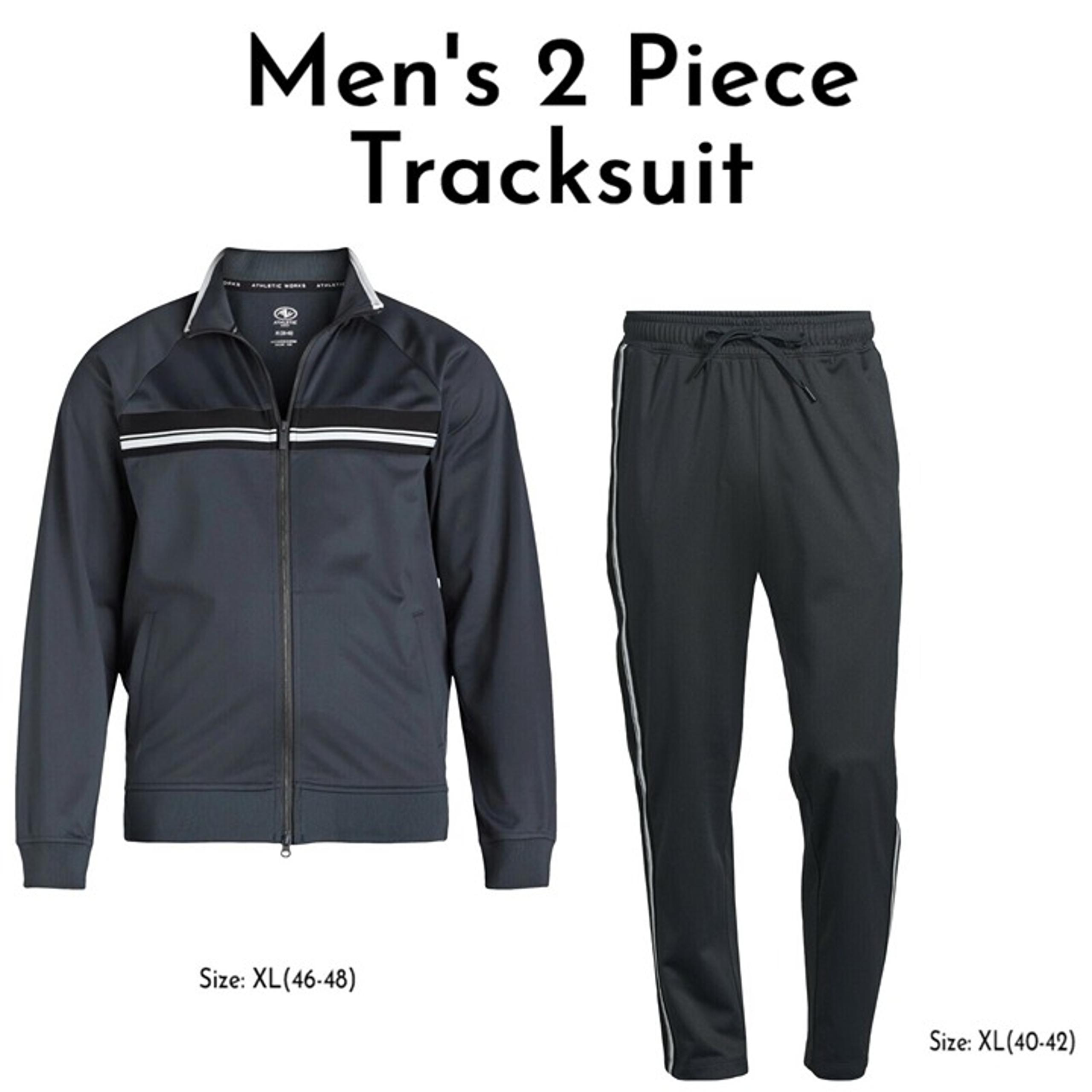 Athletic Works Mens 2 Pc Grey Zip Up Jacket Pants Track Suit Sz XL/46-48 NWOT
