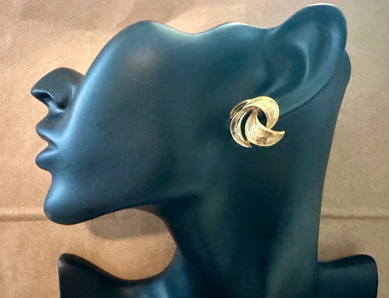 Vintage Designer Signed Givenchy Gold Tone Pierced Earrings