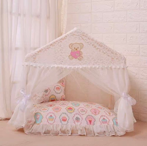 Dog Cat Tent Bed Pink