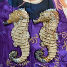 Vintage Pair Of Large BIG 18” Art CERAMIC 3D sea horse nautical Wall Decor ART