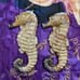Vintage Pair Of Large BIG 18” Art CERAMIC 3D sea horse nautical Wall Decor ART