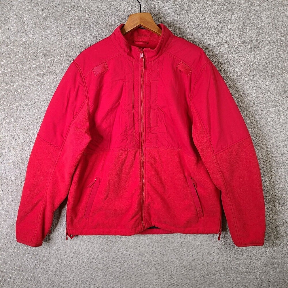 5.11 Tactical Jacket Mens 2XL Red Full Zip Softshell Fleece Utility Zip Pockets