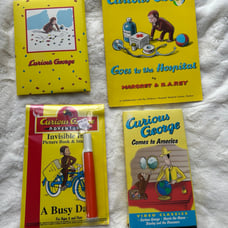 Curious George Book, VHS Tape, Paper sheets, Activity Booklet