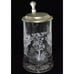 VTG REIN ZINN Glass Elk Etched Beer Stein Mug Tankard Hinged Lid Made Germany