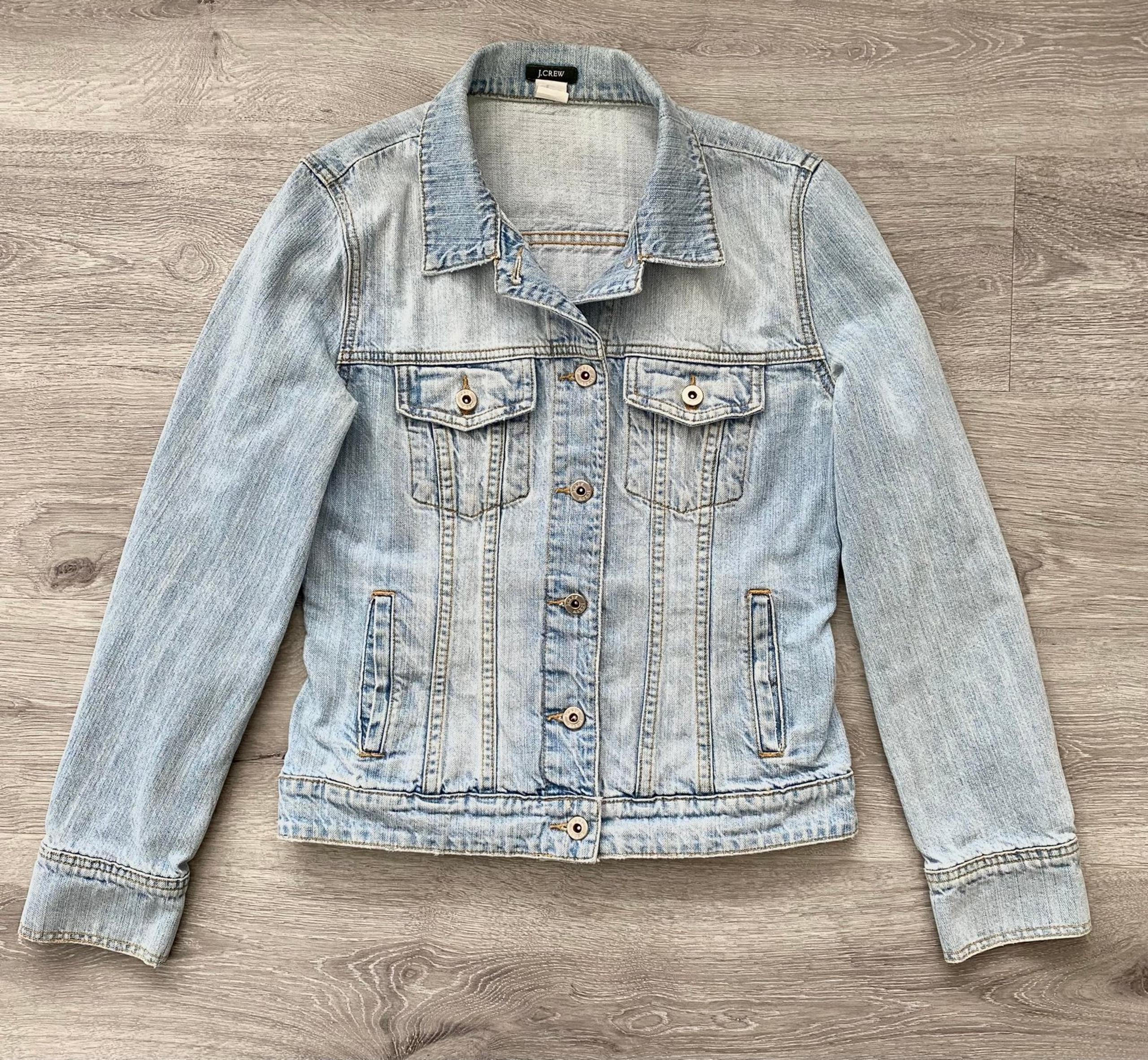 VTG J Crew Women Light Blue Denim Jean Jacket 100% Cotton  Size Small