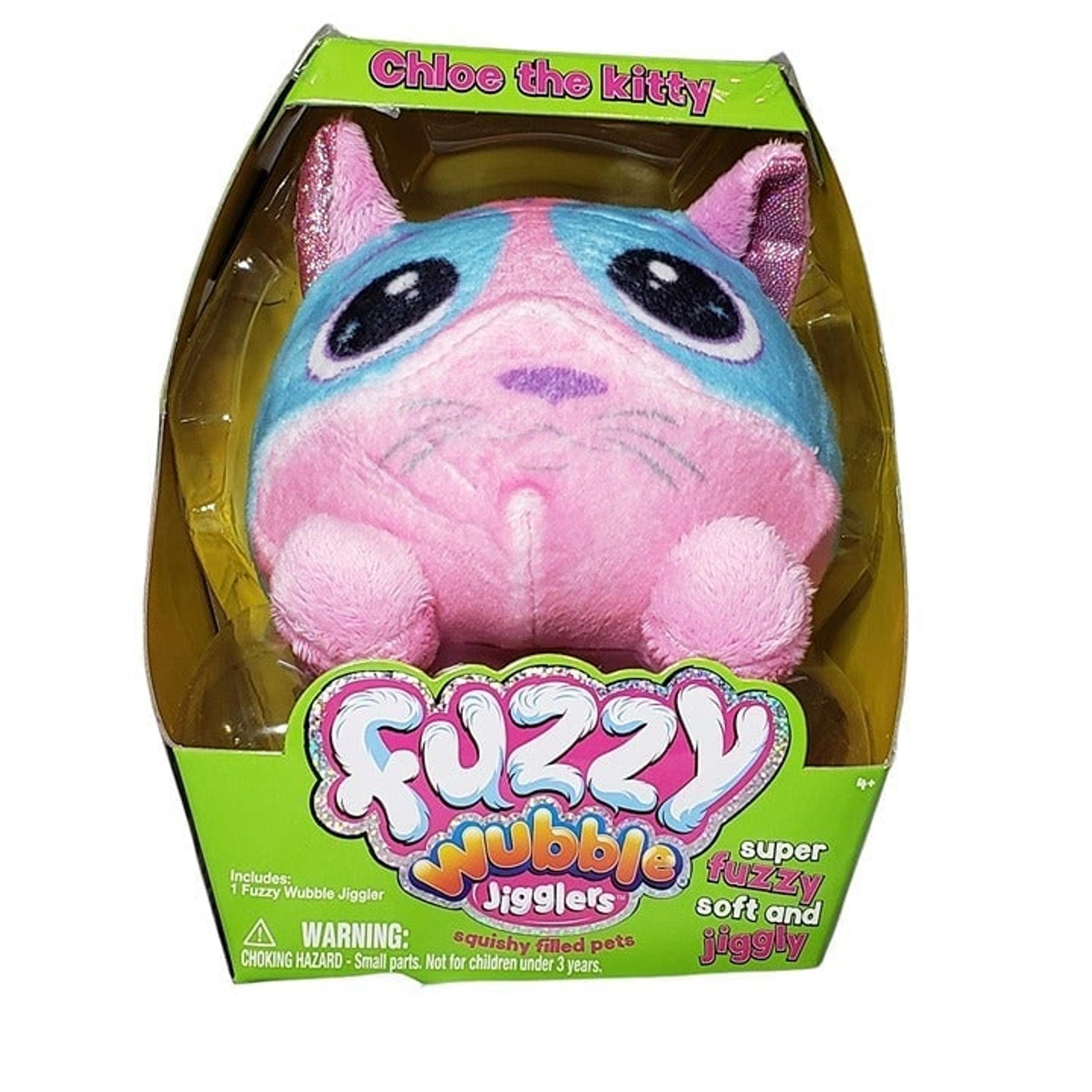 Fuzzy Wobble Jigglers Chloe the Kitty pink and Blue 4" IOB