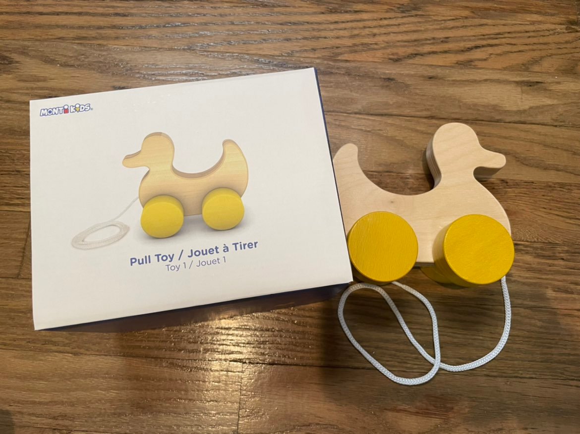 Monti kids Duck Pull Toy in level 5 box for 14-17 months