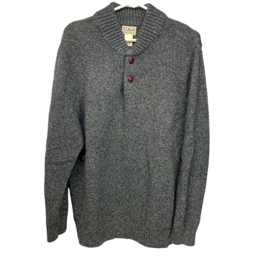 L.L. Bean Lambs Wool Sweater L Charcoal Grey Marled