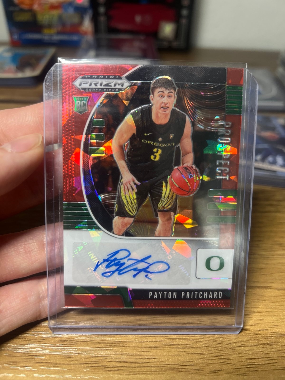 Payton Pritchard cracked red ice rookie auto card