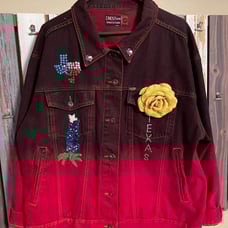Crest Jeans • Vintage • Red • Denim • Texas Theme • Beaded • 2 X-Large • Jacket
