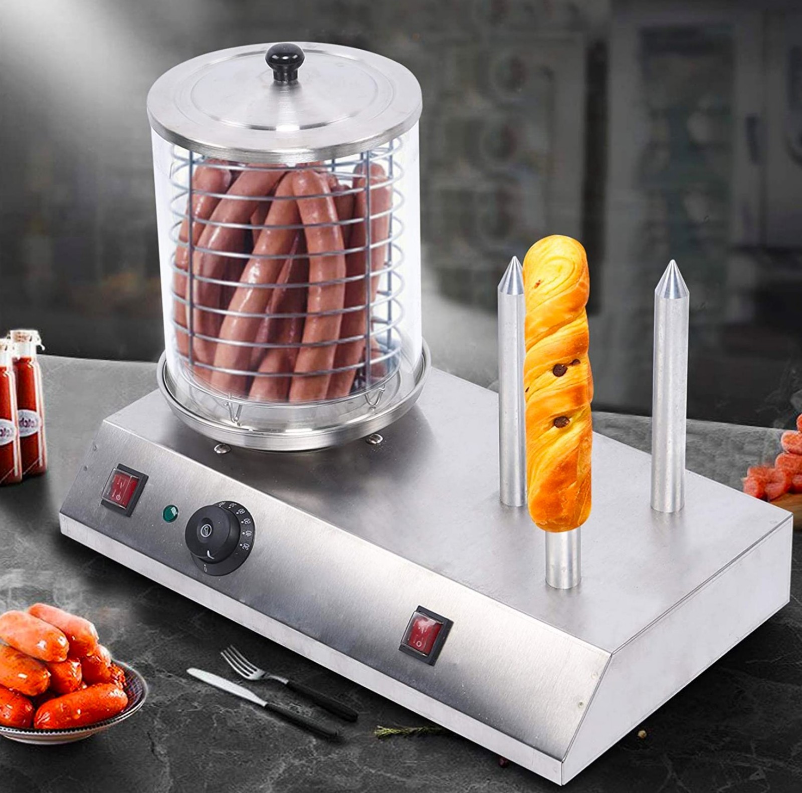 Hot Dog Steamer Warmer Machine Food Bun selling Commercial