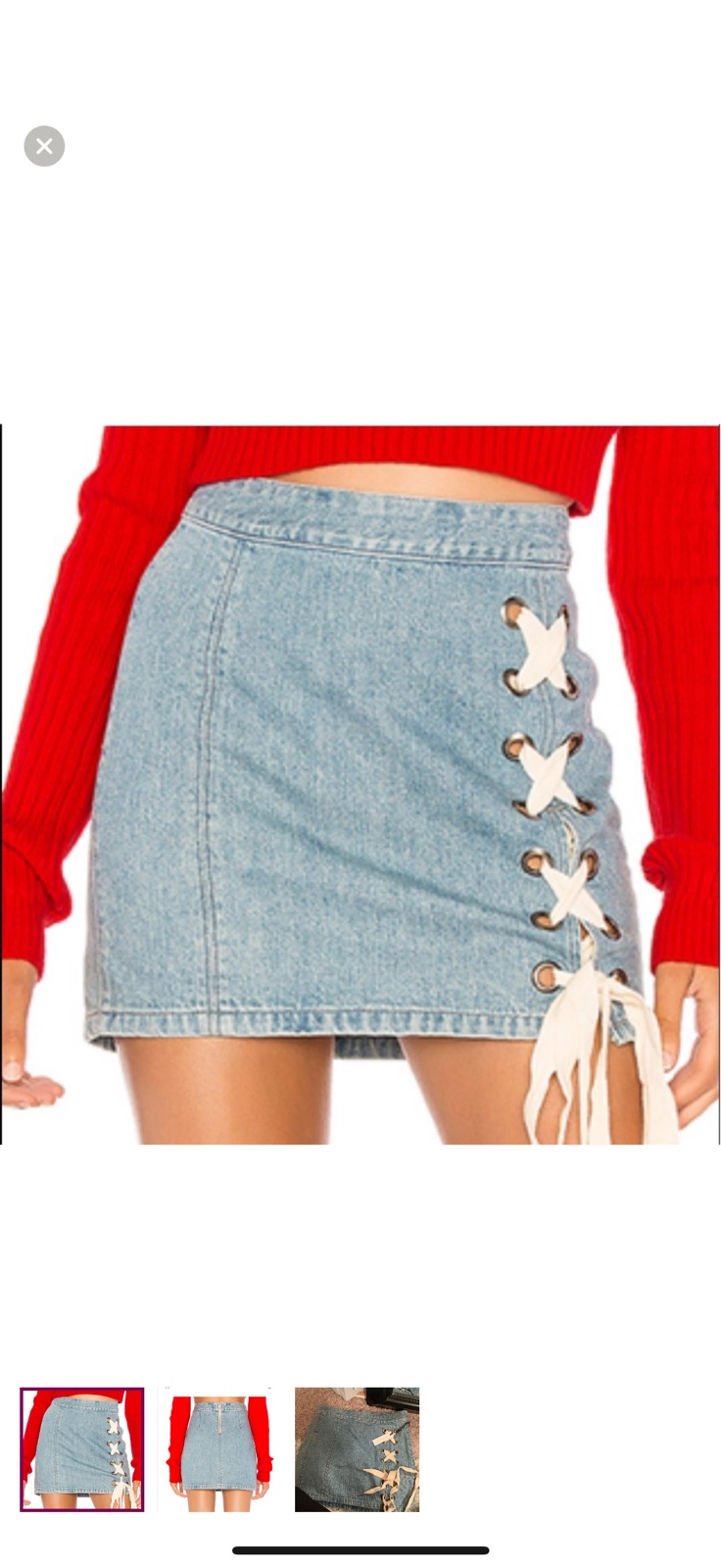 Revolve Lovers + Friends Denim Lace-Up Mini Skirt