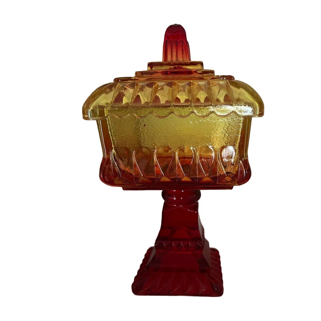 Large Wedding Bowl & Lid Wedding Amberina by JEANNETTE