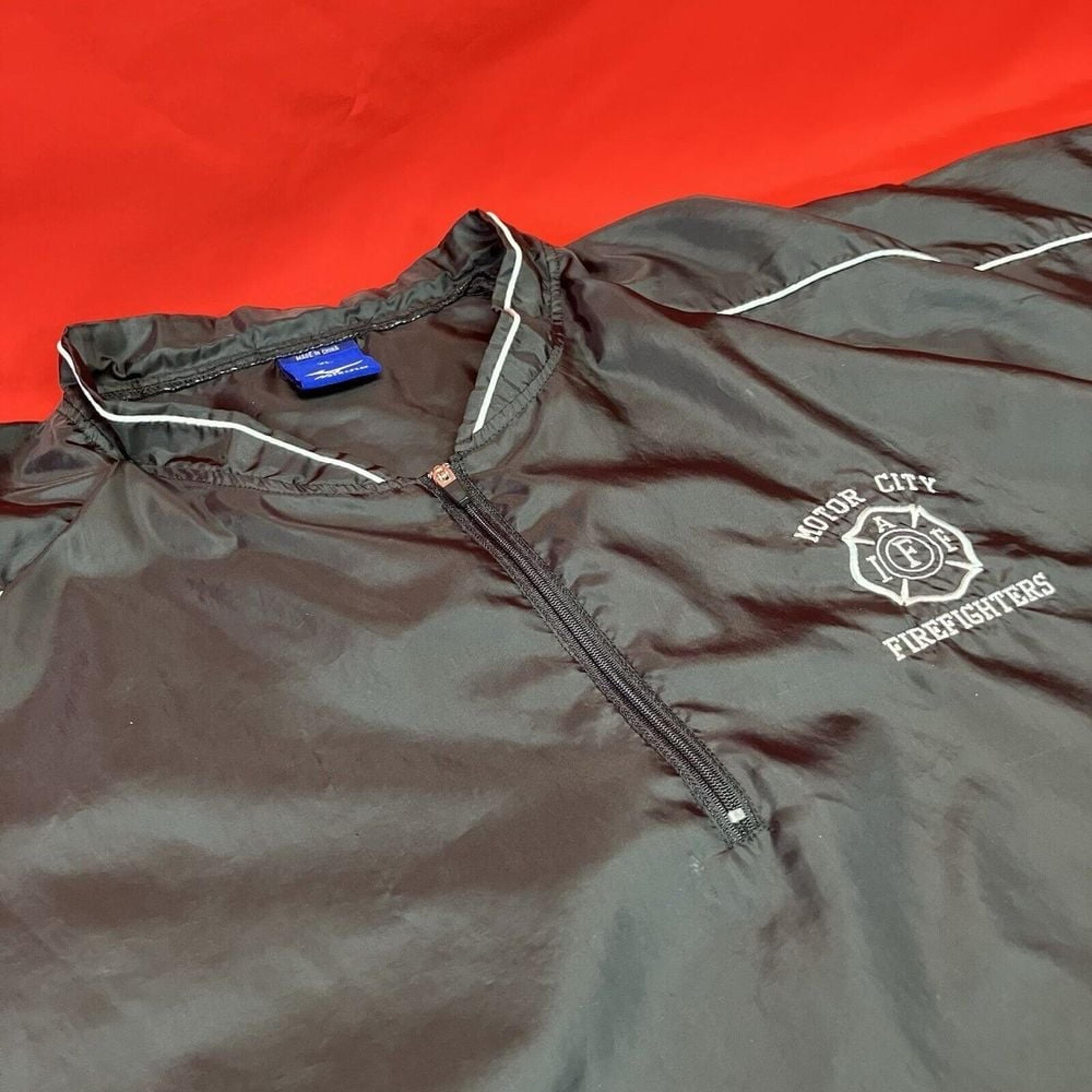 Mizuno Short Sleeve Windbreaker 1/4 Zip Pullover /Motor City Mens XL Firefighter