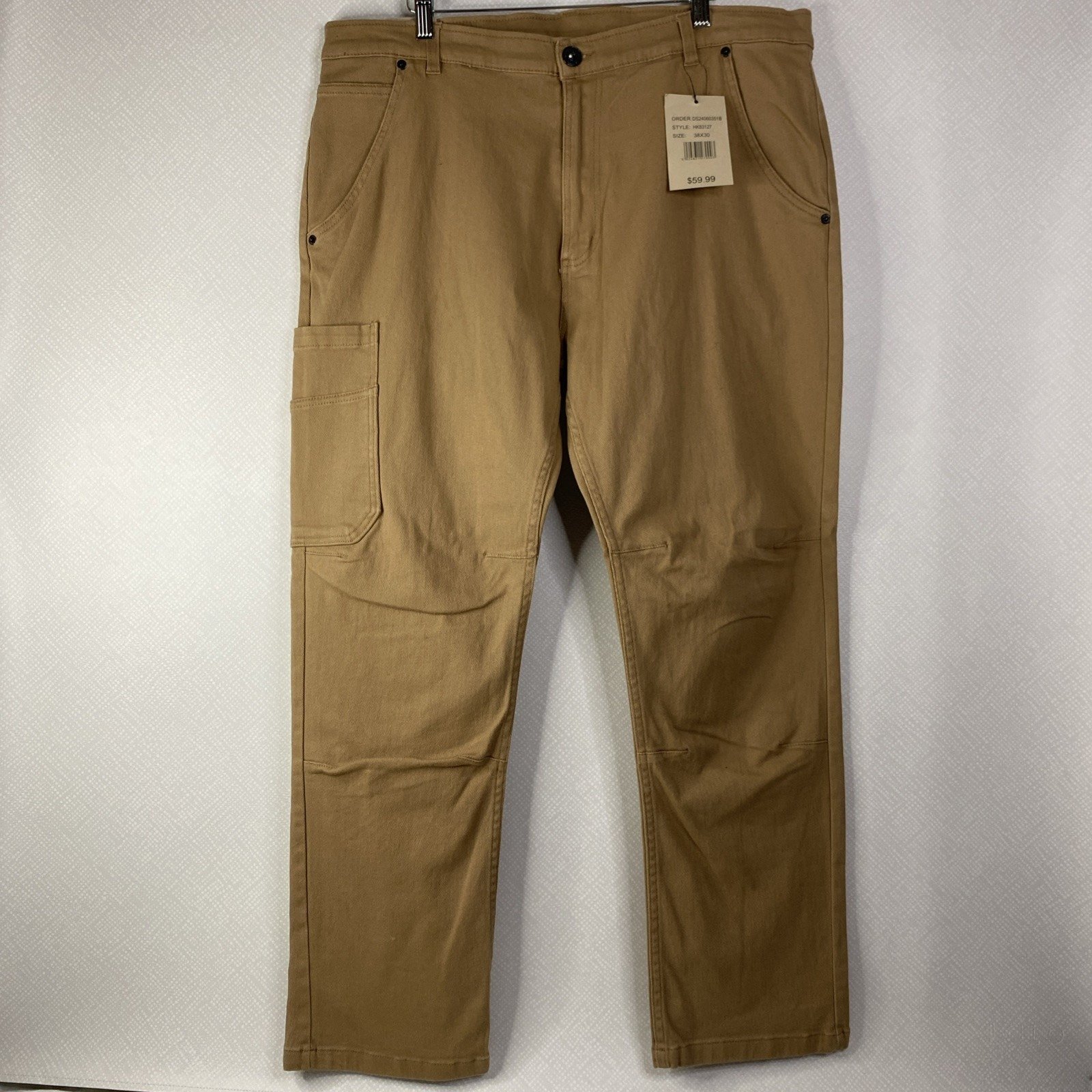 Original Deluxe Mens Work Pants Rugged Construction Utility Khaki 38x30 NWT