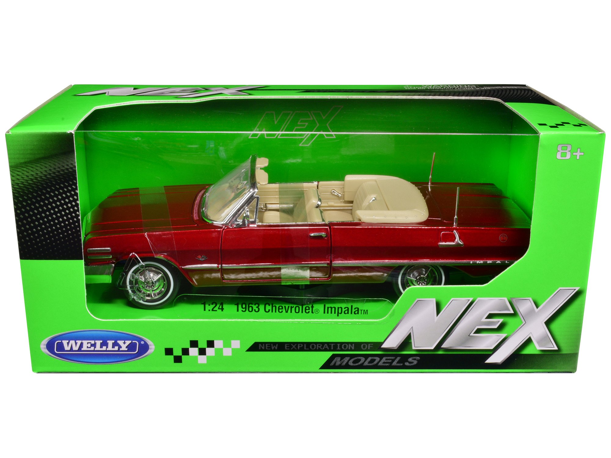 1963 Chevrolet Impala Convertible Red Metallic NEX Models 1/24 Diecast Model C