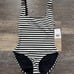 NWT Solid & Striped Anne-Marie Ribbed One Piece Noir Optic White Stripe M