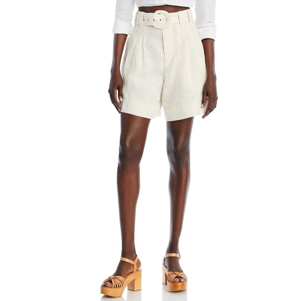 FARM Rio Tailored Linen High Rise Shorts White