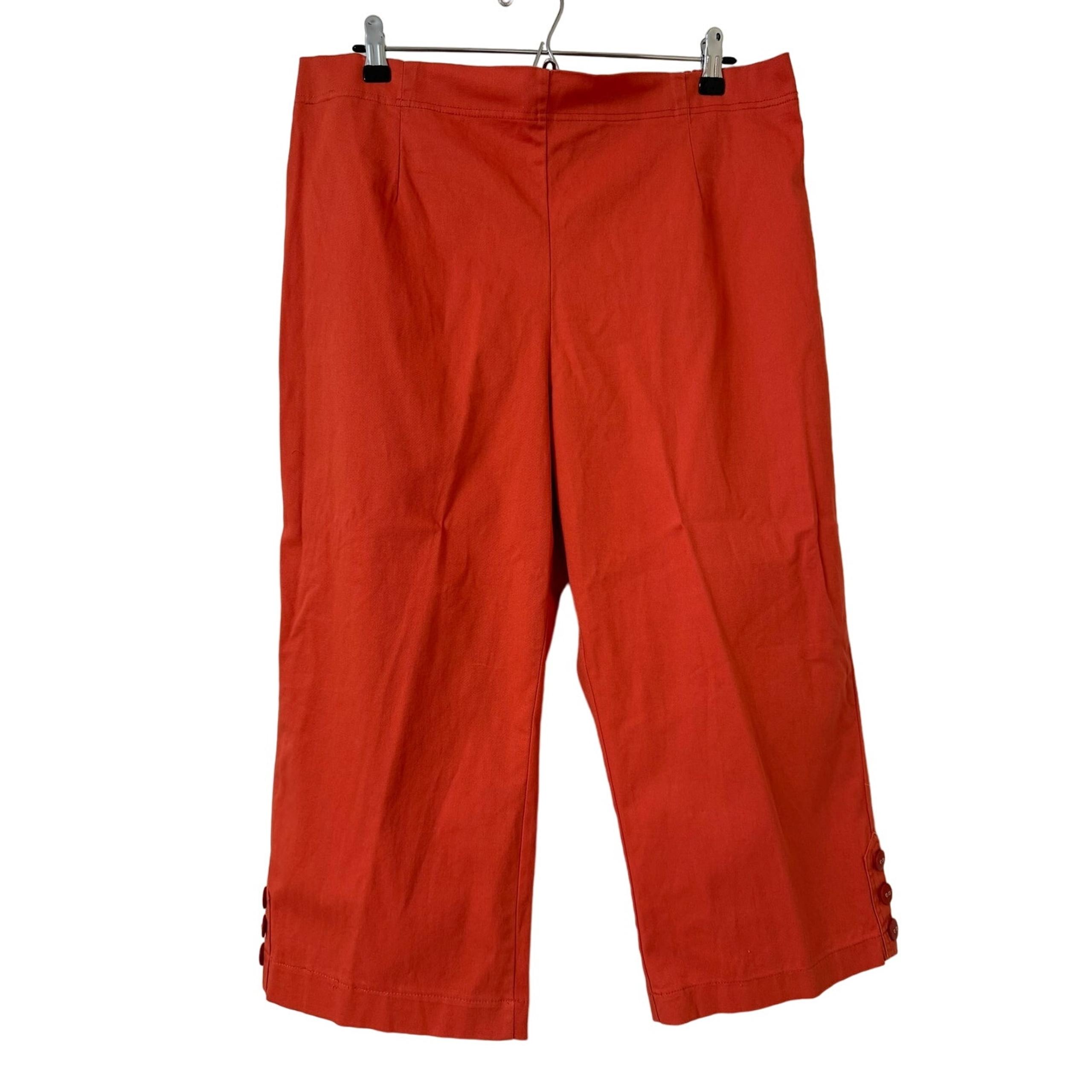 Coral Bay Size 18 Coral Capris Button Accent on Hems Pull On Flat Front Gathered