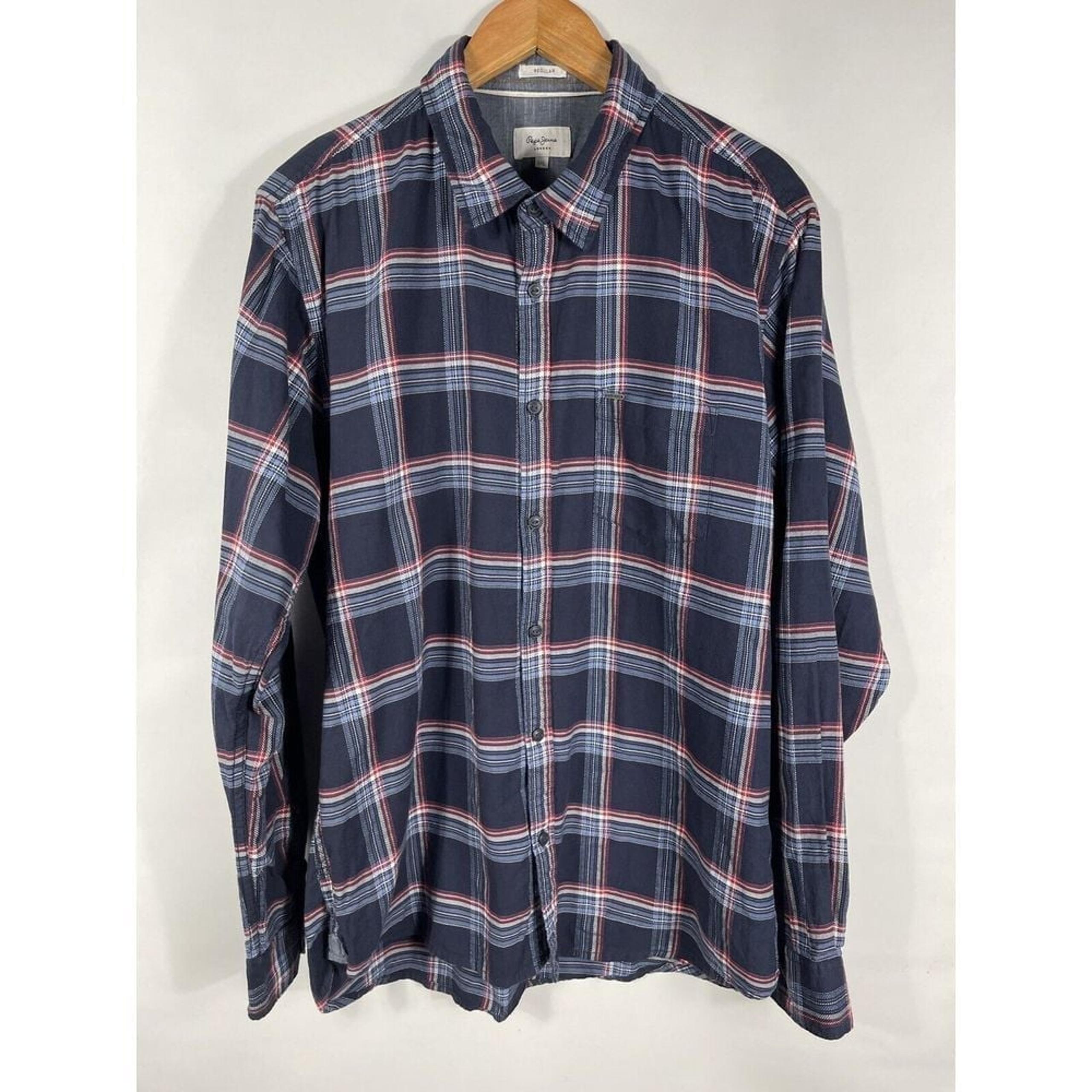Pepe Jeans Men's 2XL Multicolor Plaid Long Sleeve Button Down Shirt