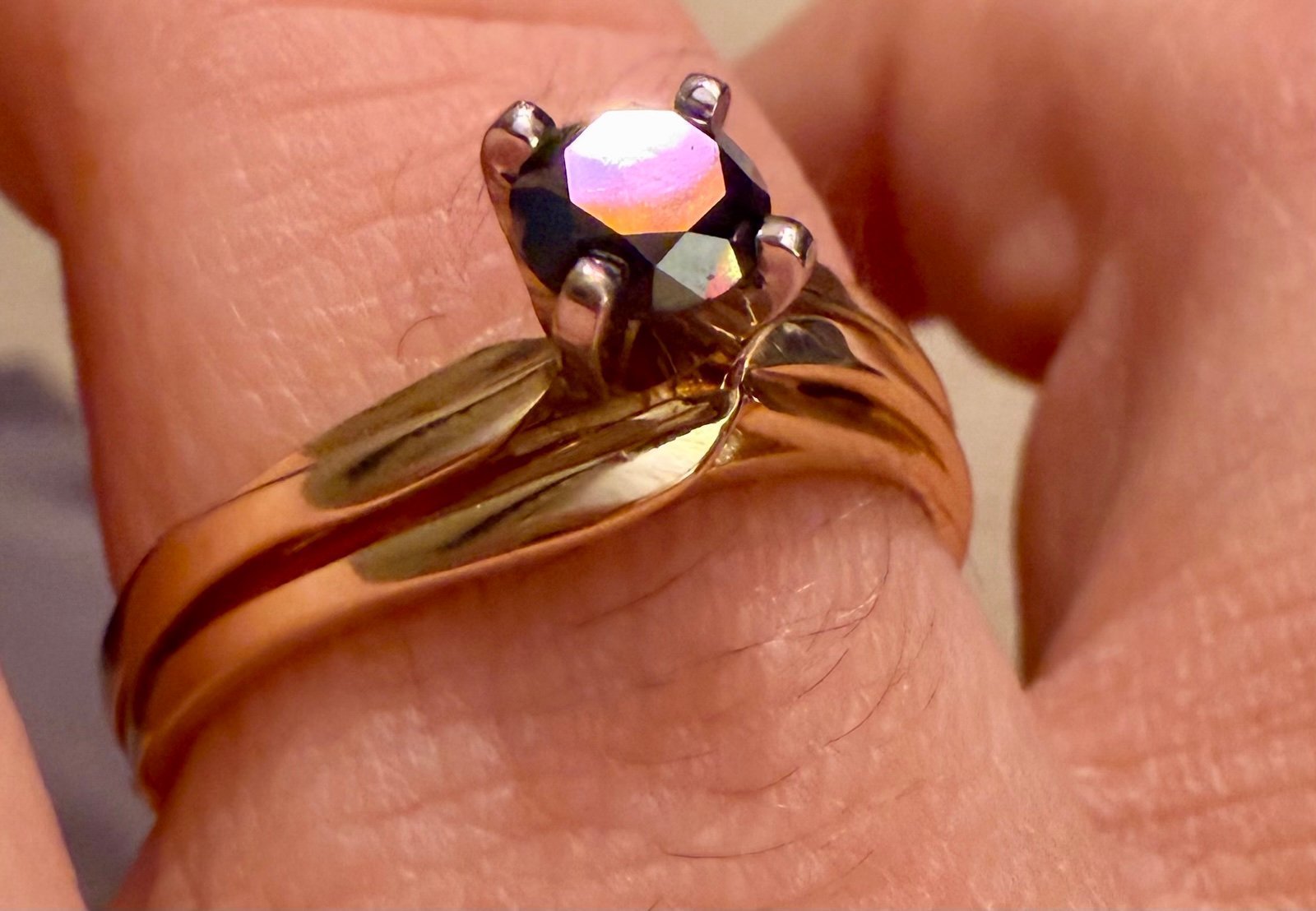 Black diamond wedding/engagement ring set