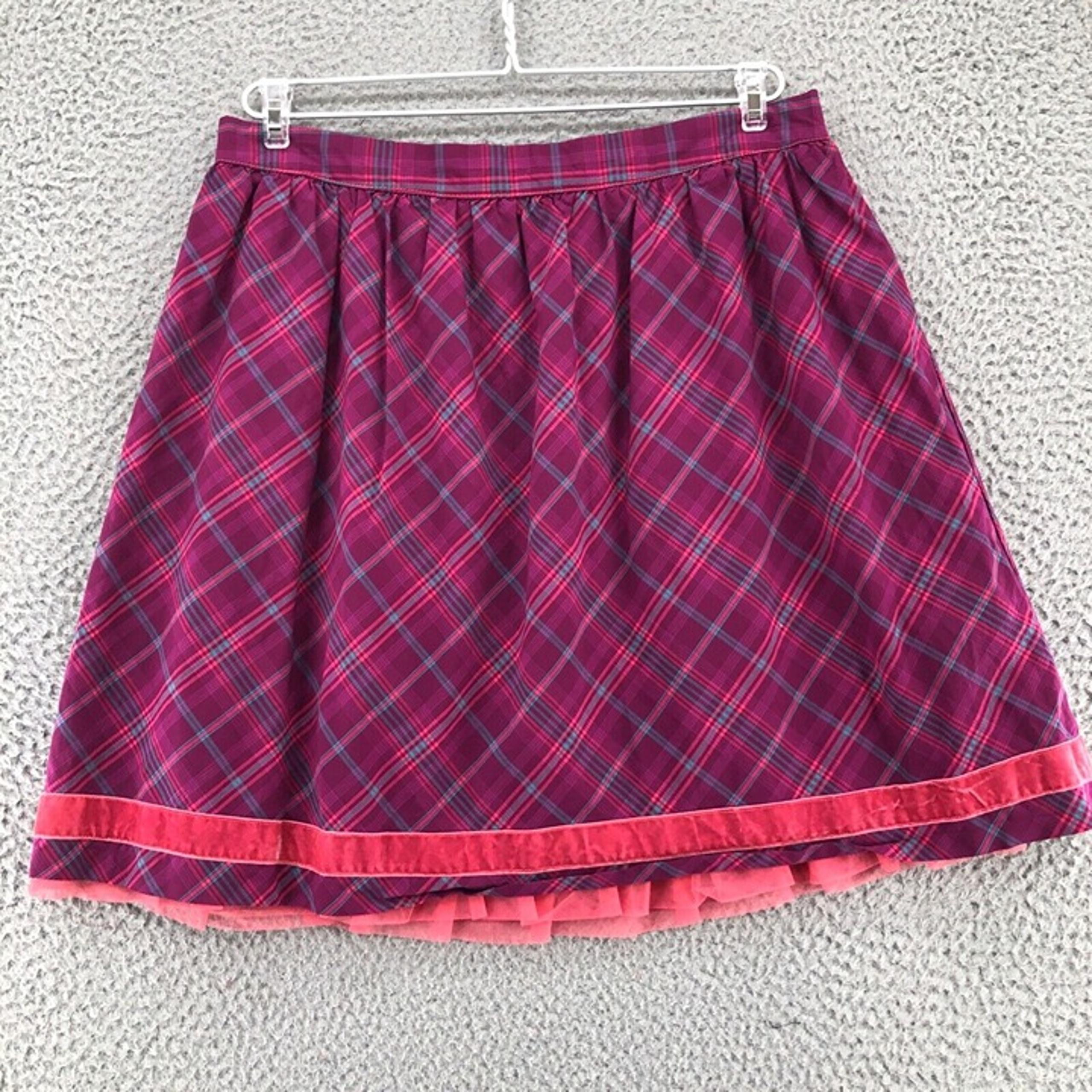 Matilda Jane Skirt Womens Medium Tinsley Purple Plaid A Line Mini Velvet Trim