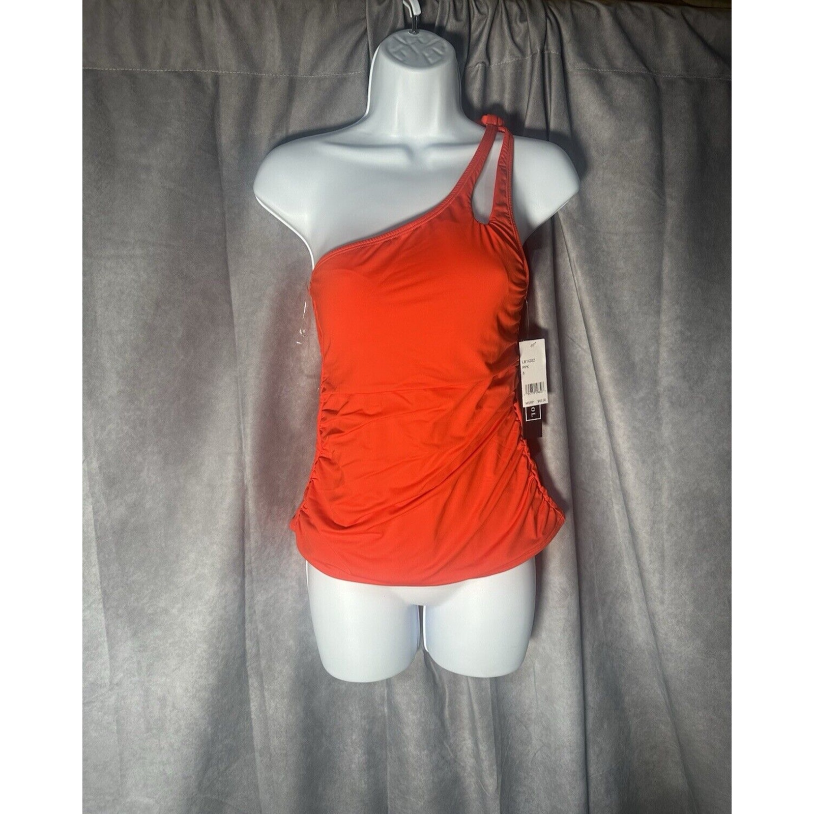 La Blanca Women's Island Goddess One Shoulder Keyhole Tankini Swimsuit Top sz8