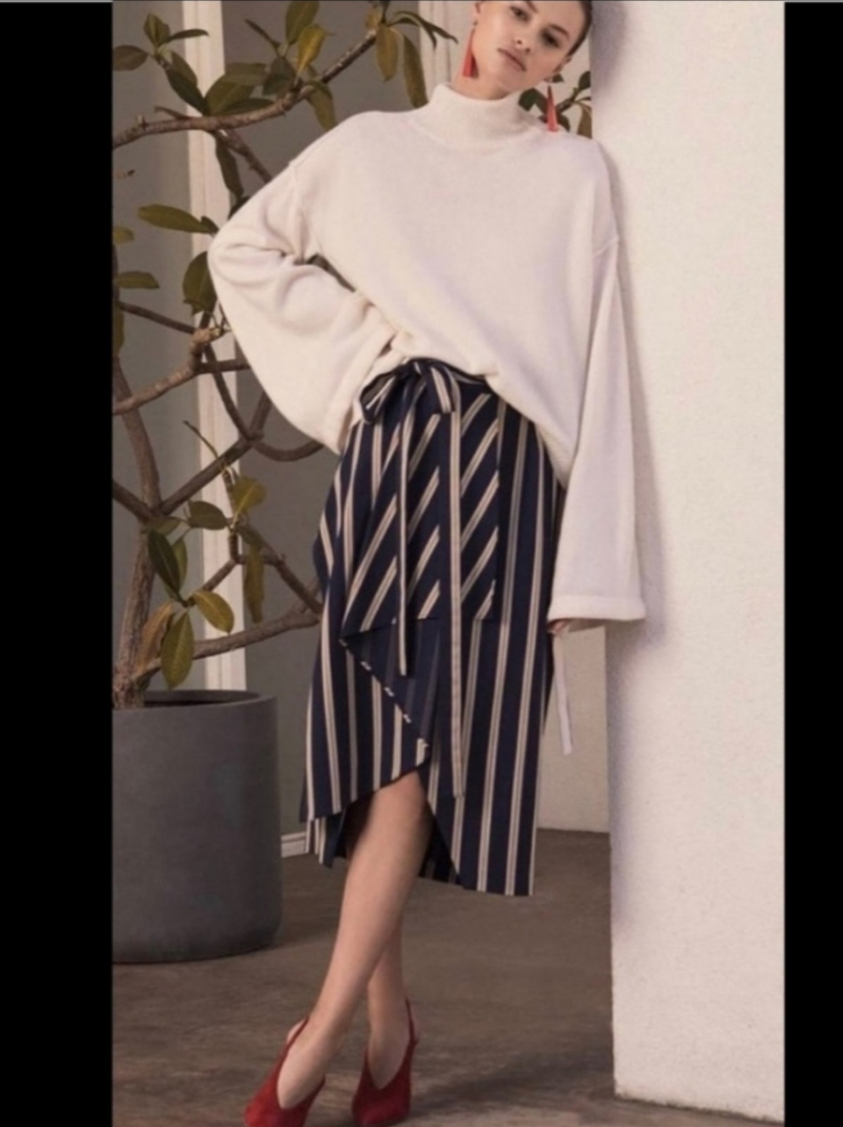 Navy + Gold Stripe Skirt