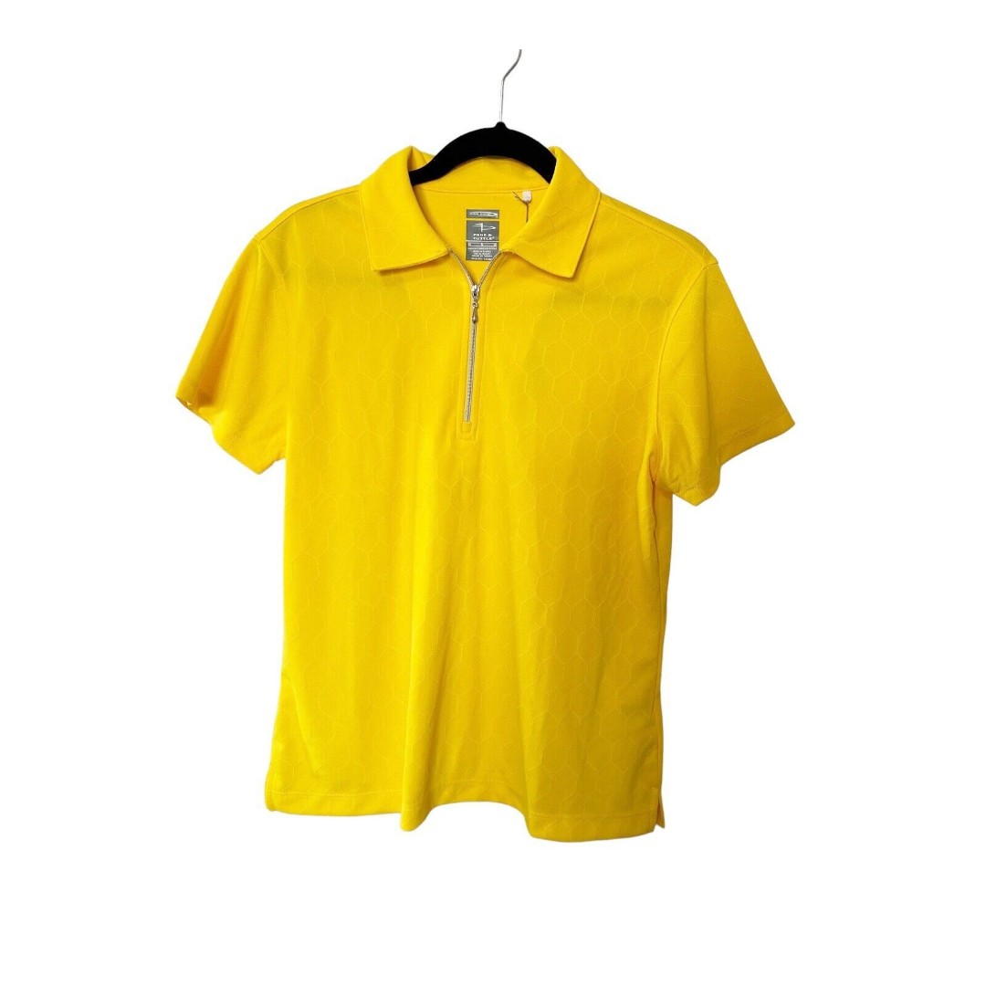 Page & Tuttle Women’s Cool Swing Golf Polo Honeycomb Yellow NWT Sz M