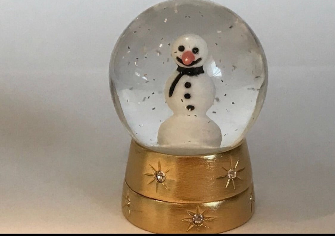 ESTEE LAUDER SOLID PERFUME COMPACT SNOWMAN SNOW GLOBE BEYOND PARADISE 2005