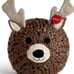 DEMDACO Reindeer Head Pouf Throw Pillow Brown Tan 20 x 16 Inch Wool Knitted