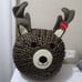 DEMDACO Reindeer Head Pouf Throw Pillow Brown Tan 20 x 16 Inch Wool Knitted