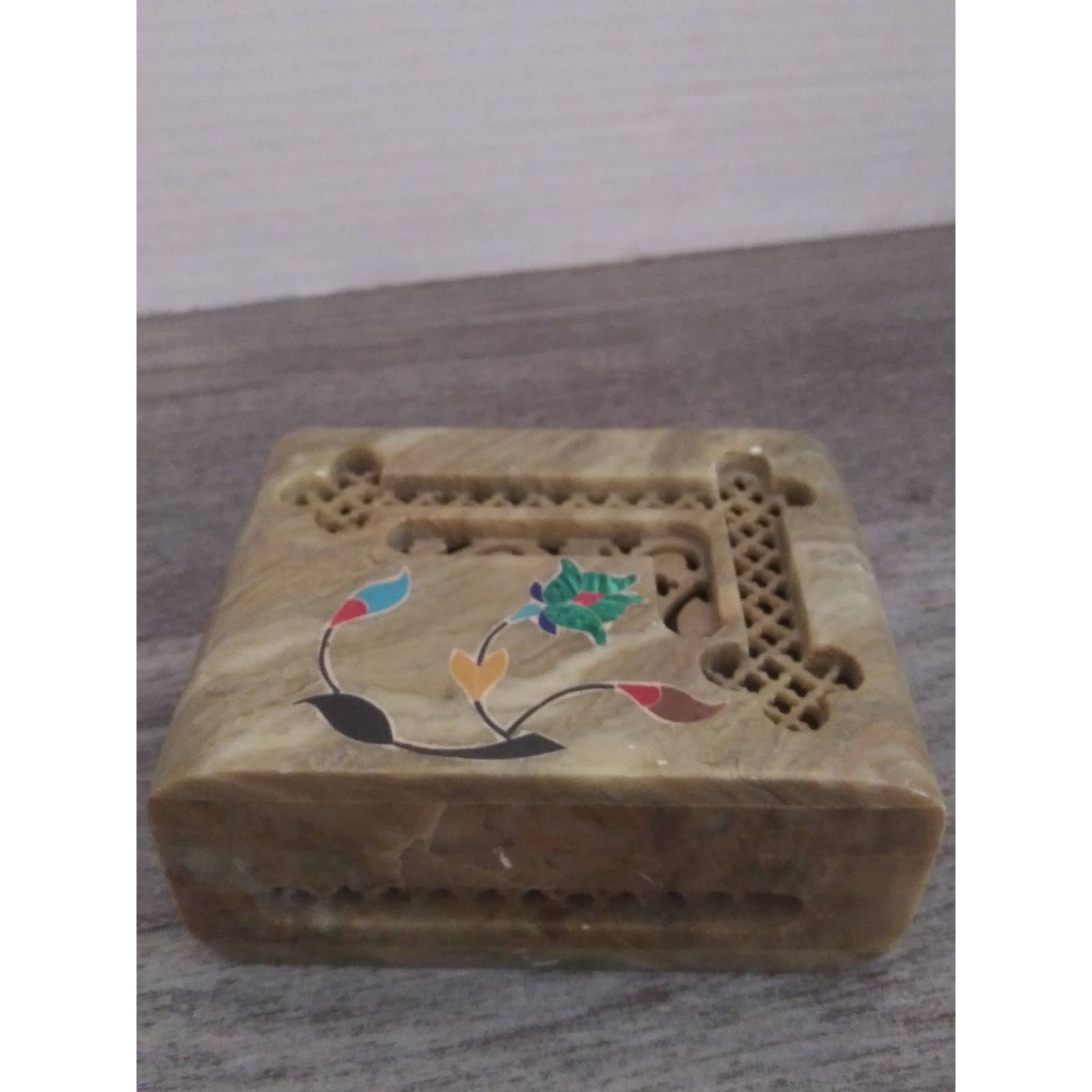 Arif Khan Carved Marble Agate Trinket Box