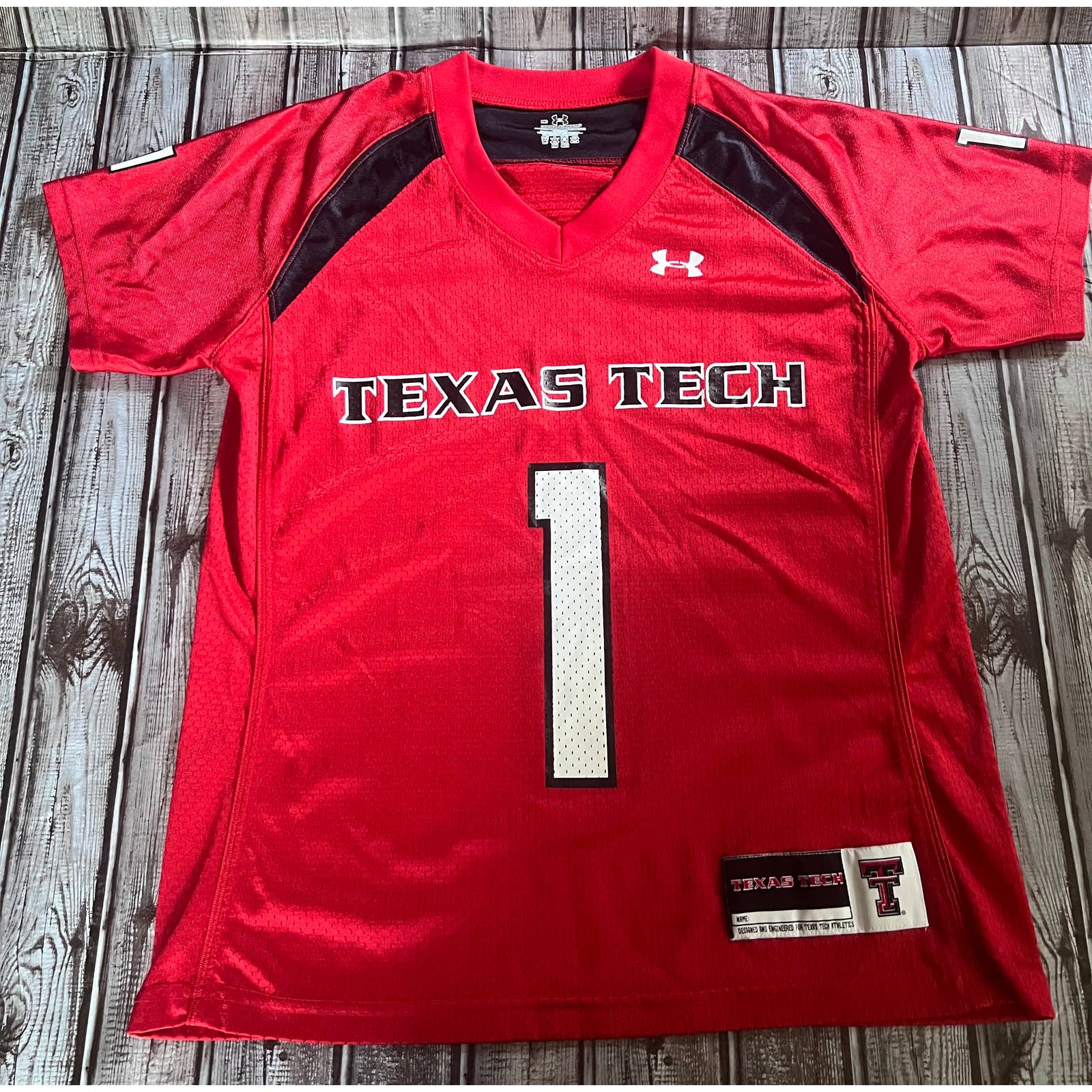 Under Armour #1 Red Texas Tech Red Raiders Replica Jersey- size M