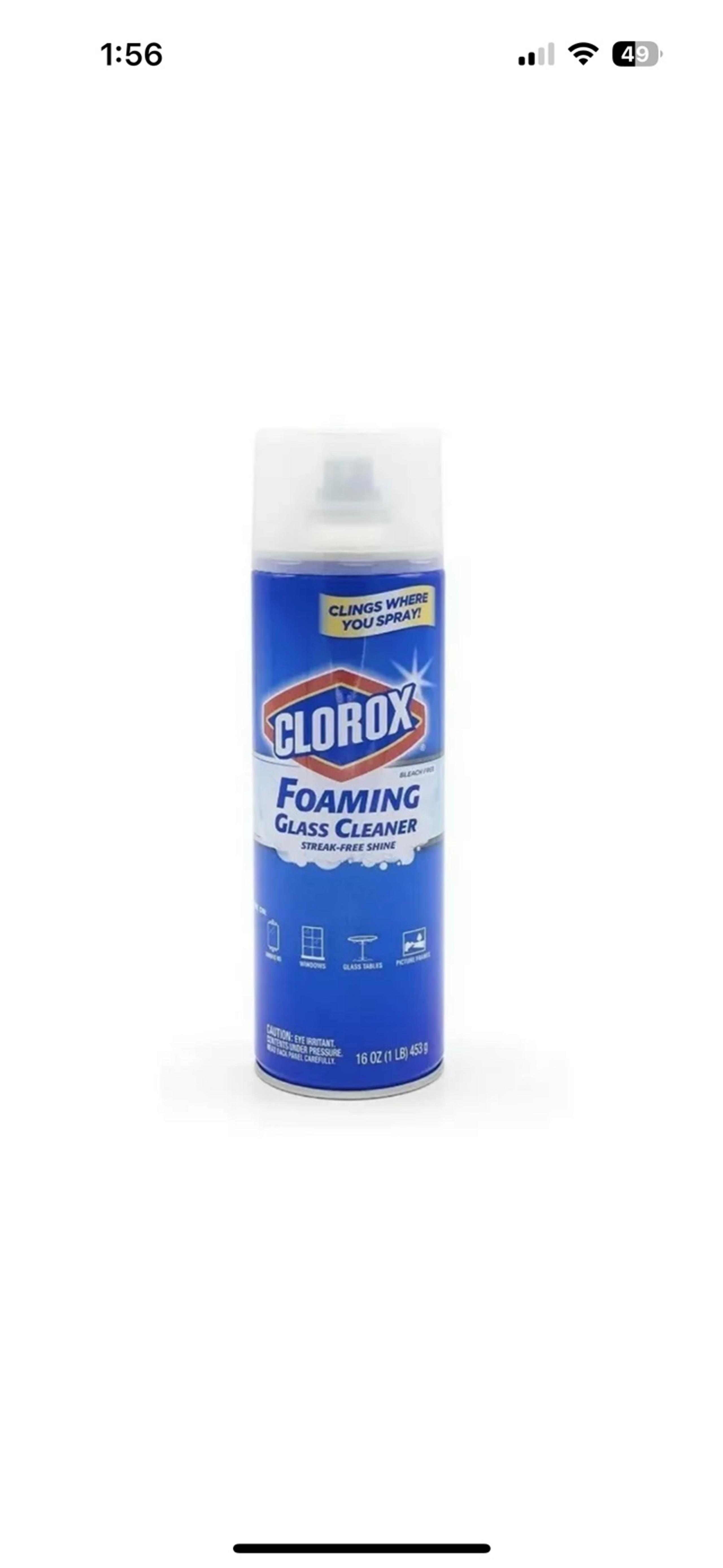 1 CLOROX FOAMING GLASS CLEANER Streak Free Drip Free Shine Bleach Free 16oz Can