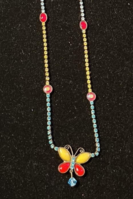 sorrelli necklace butterfly glass & rhinestone