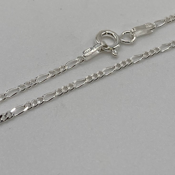 Figaro 16 approx 1.39MM 2 Side Diamond Cut New 925 Sterling Silver Necklace