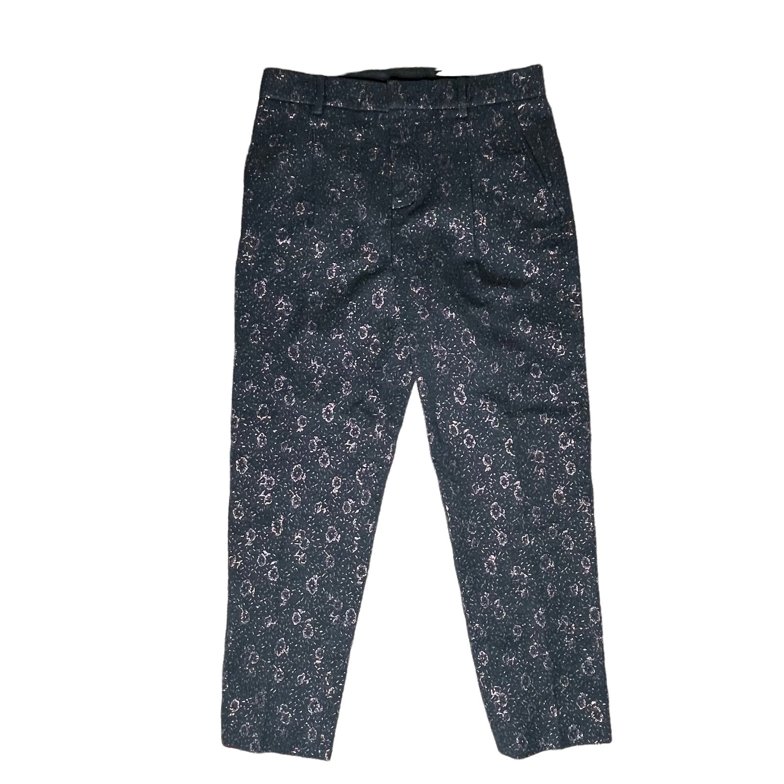 NWOT Coach Black and Pink Sparkle Floral Cherry Apple Print Straight Leg Pants