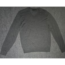 Saks Fifth Avenue Gray Pullover VNeck Sweater Large 70% Wool