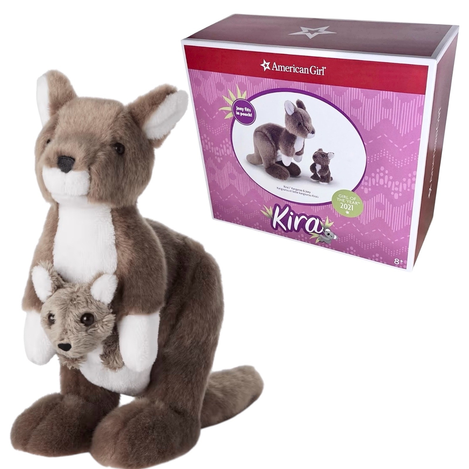 NEW American Girl Of The Year Kira’s 9” KANGAROO & JOEY Plush Baby In Pouch BOX