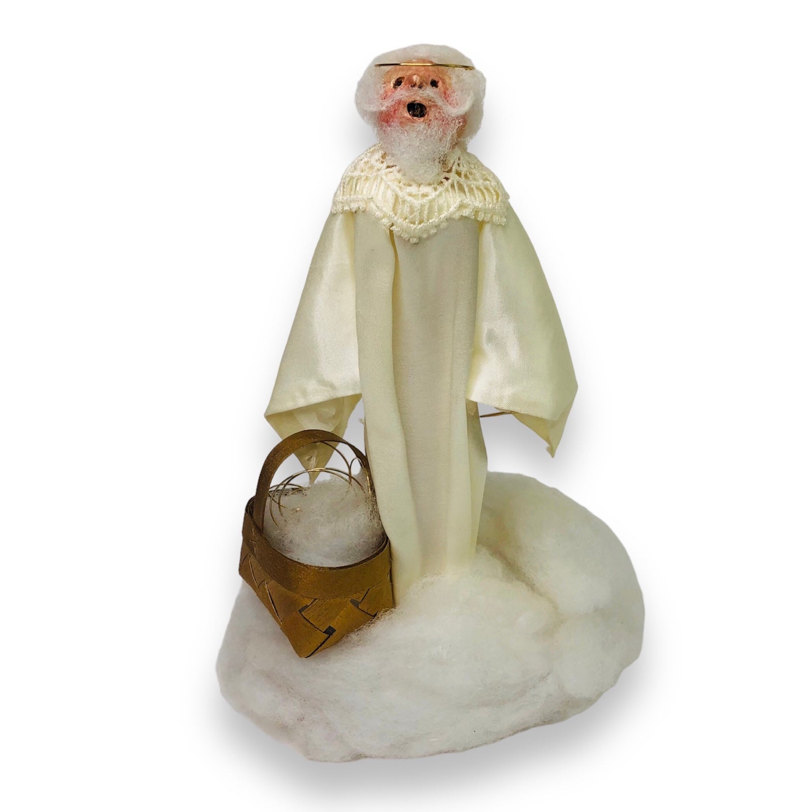 BETTY YARBROUGH ARIDA 1996 White Santa Godfather fairy Figurine holy ring Basket